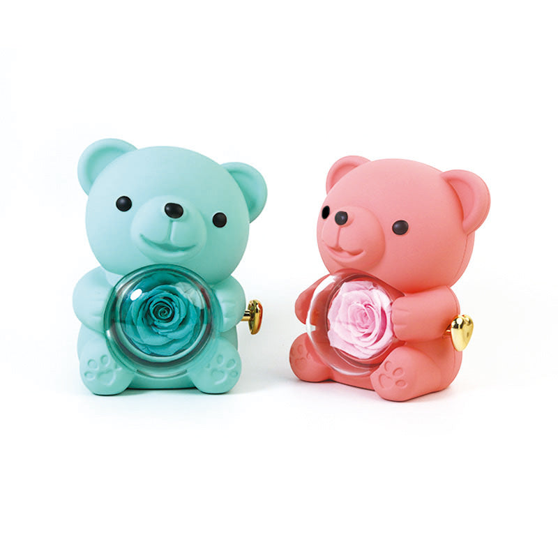 Baobao Bear Eternal Flower Jewelry Box Valentine&#039;s Day Rose Rotating Gift Box Jewelry Box