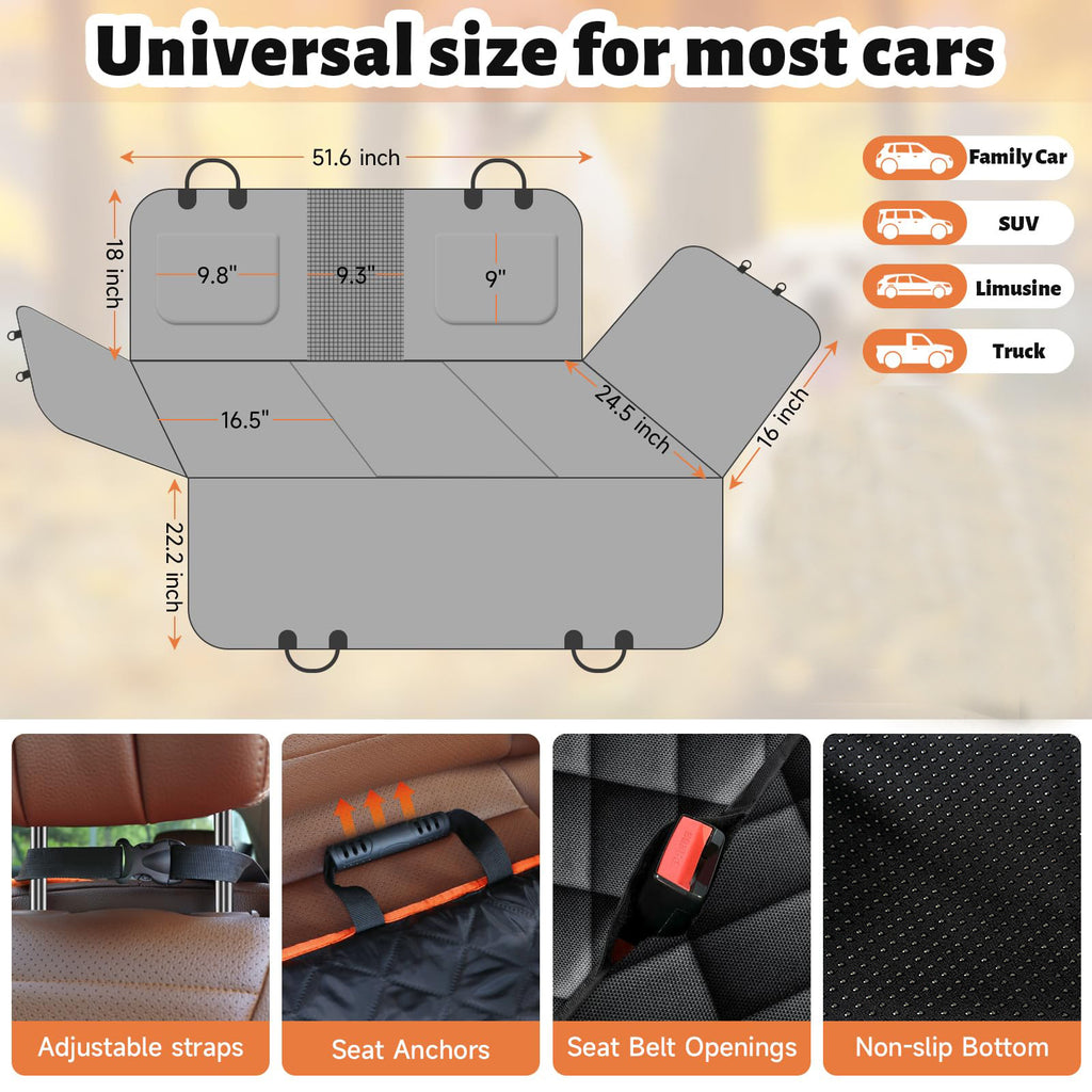 Load-bearing Lengthened Car Seat Cover Car Pet Mat Dog Hammock Dog Back Seat Extension